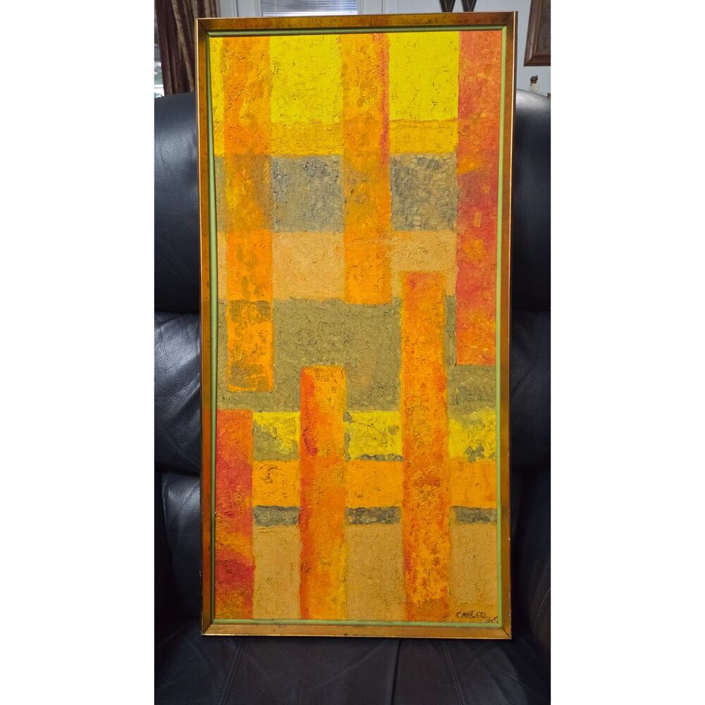 Vintage 65' Mid-Century Modern Abstract Expressionist Painting Signed Carter MCM